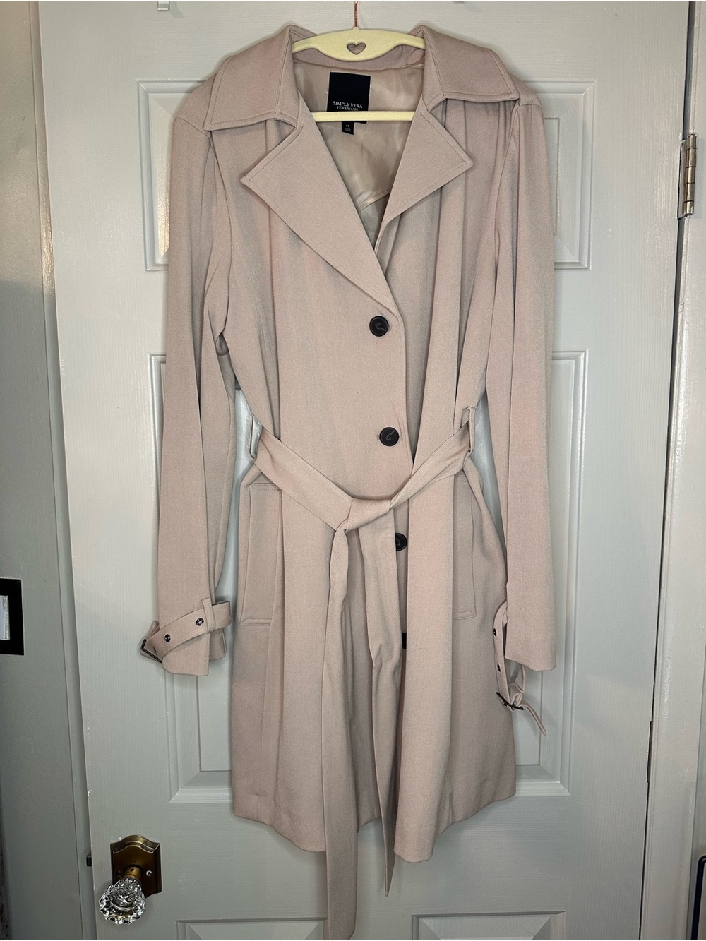 Simply Vera Vera Wang Light Beige Pleated Trench Coat with Belt